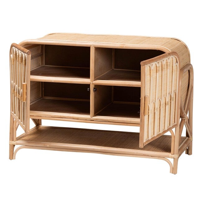 Gitano Bohemian Natural Rattan 2-Door Storage Cabinet, , on-hover image number 1