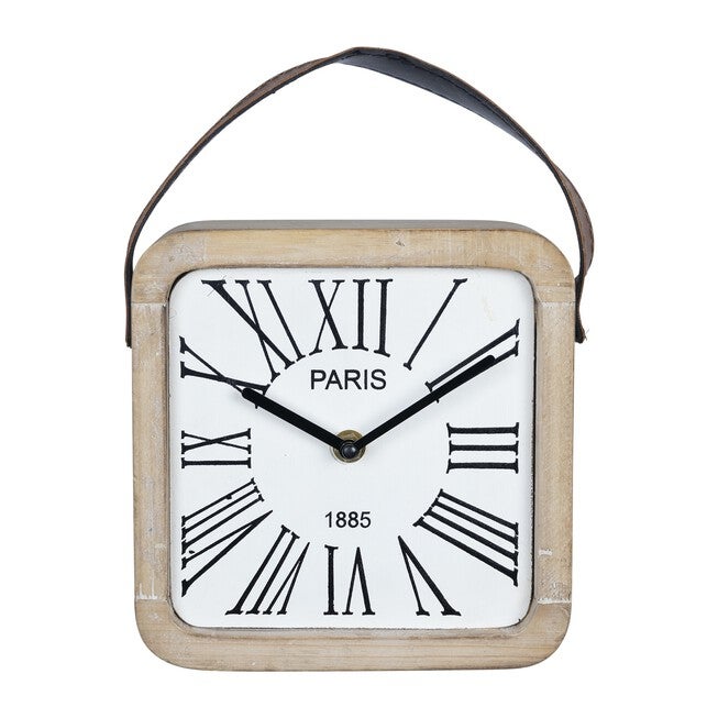 Farmhouse 9.5 inches Dean Table Clock, WOOD, hi-res image number null