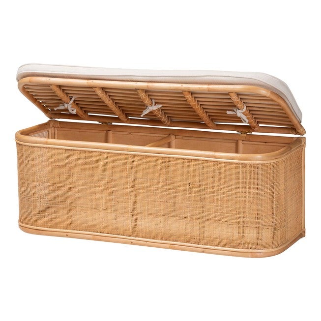 Ishana Bohemian Natural Rattan Storage Bench, , on-hover image number null