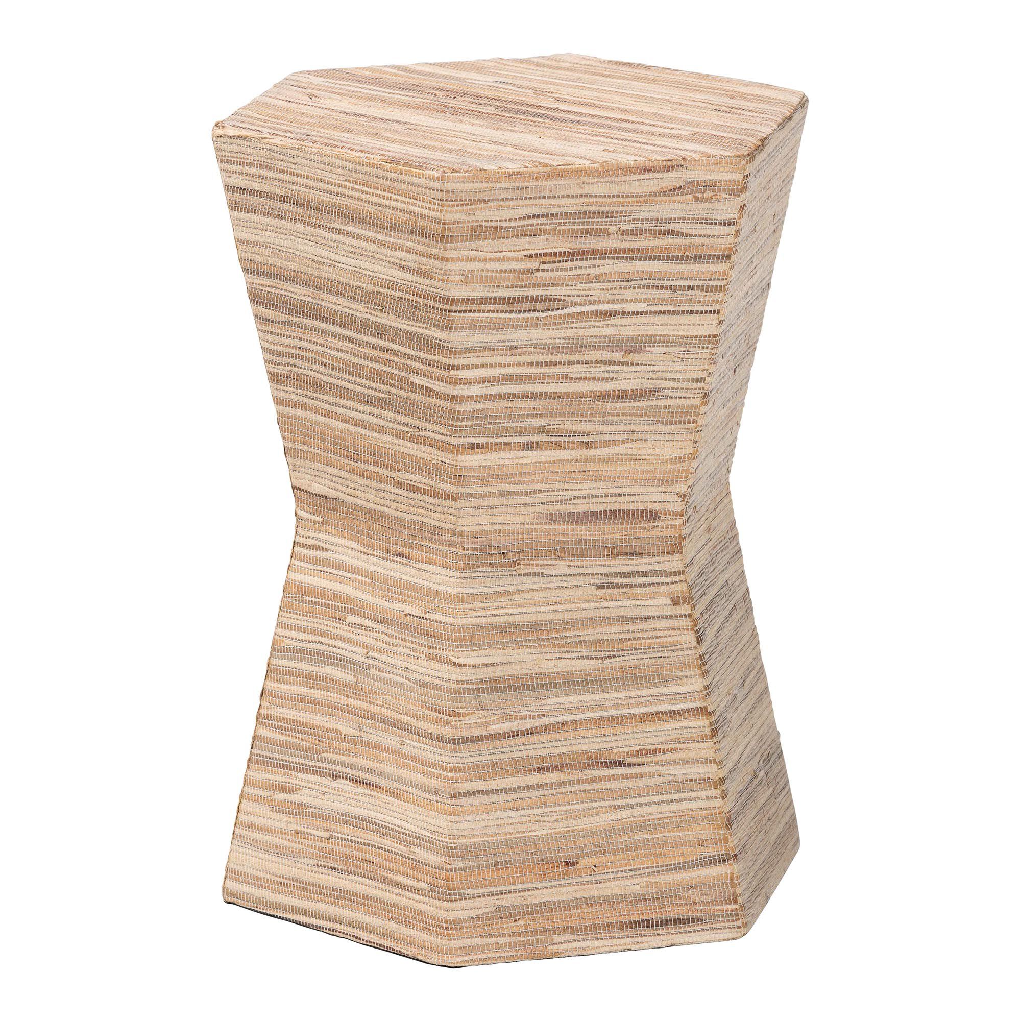 Idana Bohemian Woven Grasscloth Hourglass End Table, NATURAL, alternate image number 1