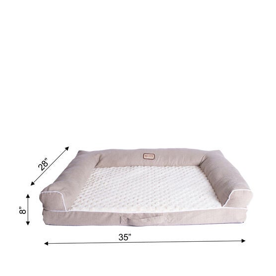 Bolstered Pet Bed Cushion With Memory Foam, Medium Ivory & Beige, , alternate image number null