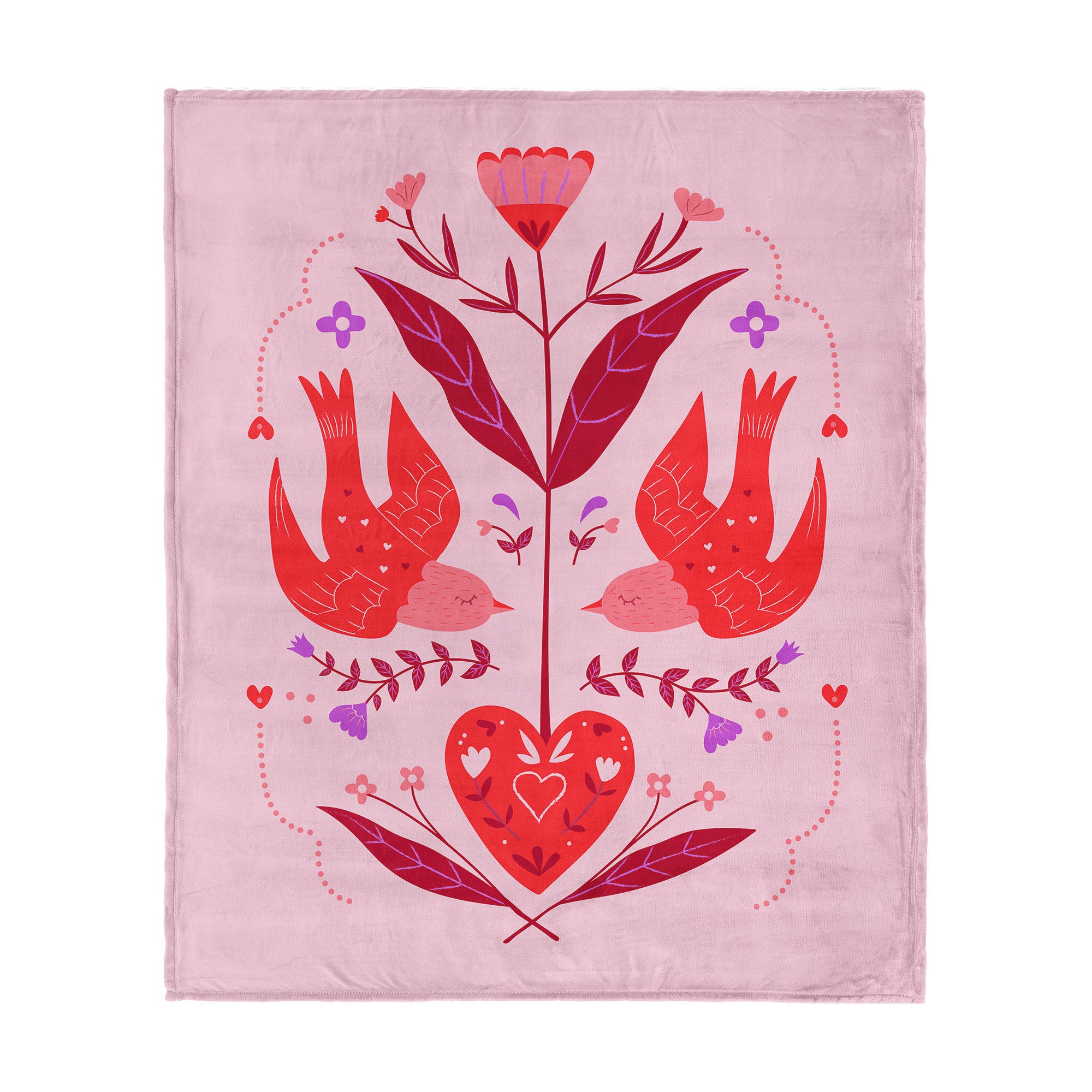 Valentine's Day Flying Birds Silk Touch Throw Blanket 60x80 Inches, FLYING BIRDS, hi-res image number 0