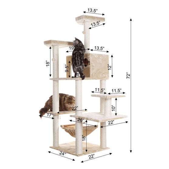 Real Wood 72" Condo Sratching Post Cat Tree, , alternate image number null