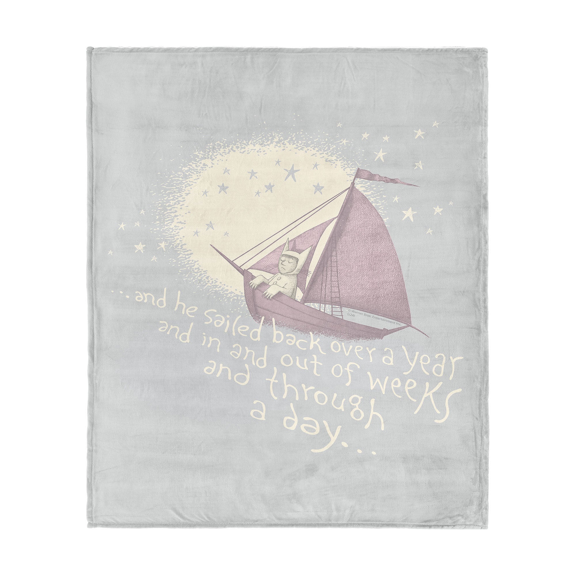 Warner Bros. Where the Wild Things Are He Sailed Silk Touch Throw Blanket 50x60 Inches, GRAY, hi-res image number 0