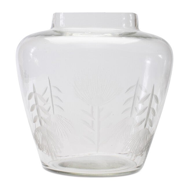 Etched Soda Lime Glass Urn Vase 6.5 inchesD, GREY, hi-res image number null