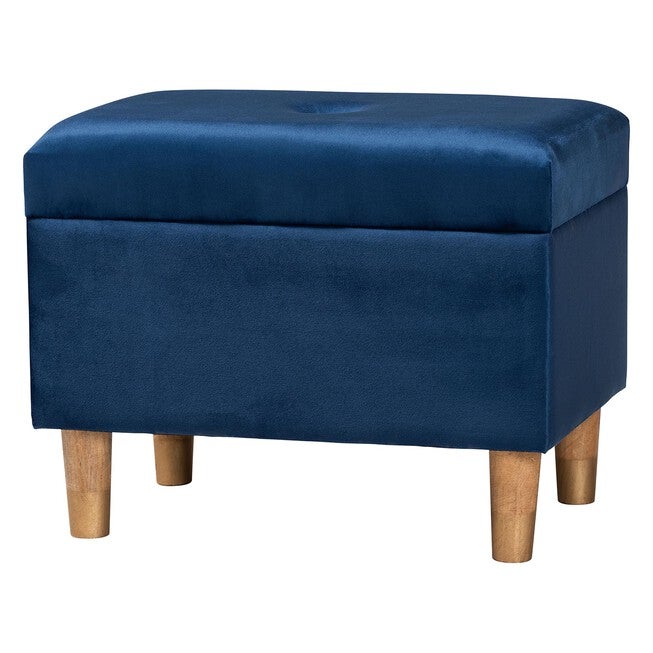 Baxton Studio Elias Modern Navy Blue Velvet Fabric Storage Ottoman, NAVY BLUE, alternate image number null