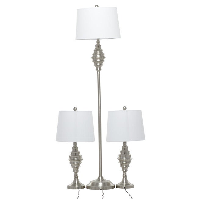 Set Of 3 Silver Coastal Table Lamp, , on-hover image number 1