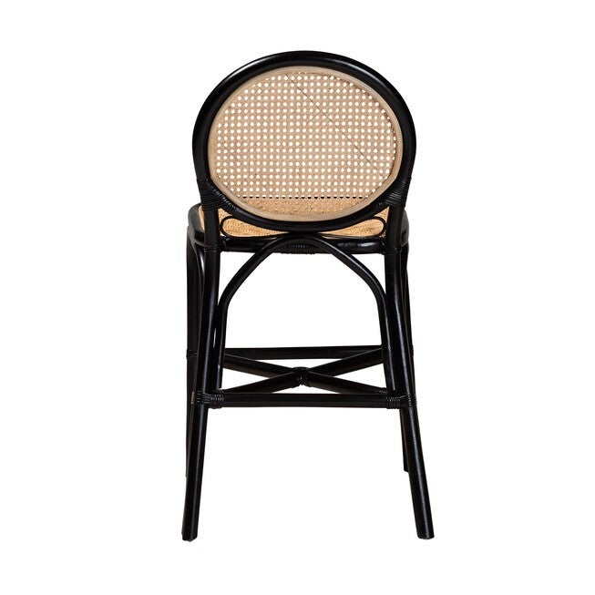 Ayana Mid-Century Modern Two-Tone Black And Natural Brown Rattan Counter Stool, , alternate image number null