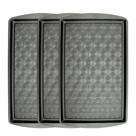 Set 3 17 X 11 Inch Non Stick Metal Baking Sheet, ASH GREY, hi-res image number null