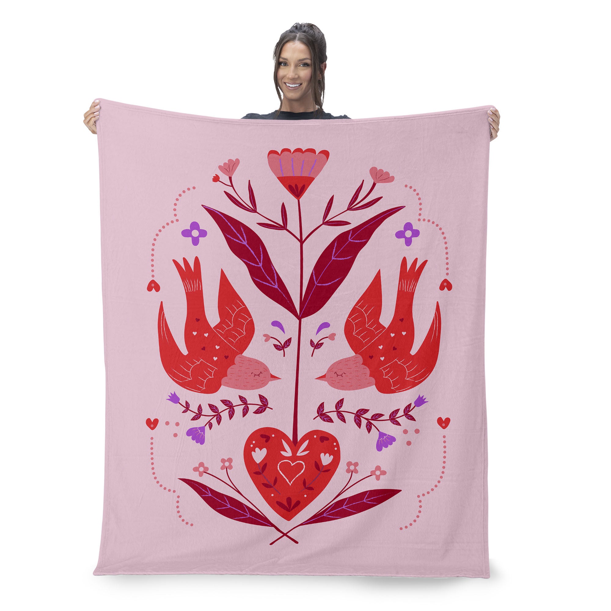 Valentine's Day Flying Birds Silk Touch Throw Blanket 60x80 Inches, FLYING BIRDS, on-hover image number 1
