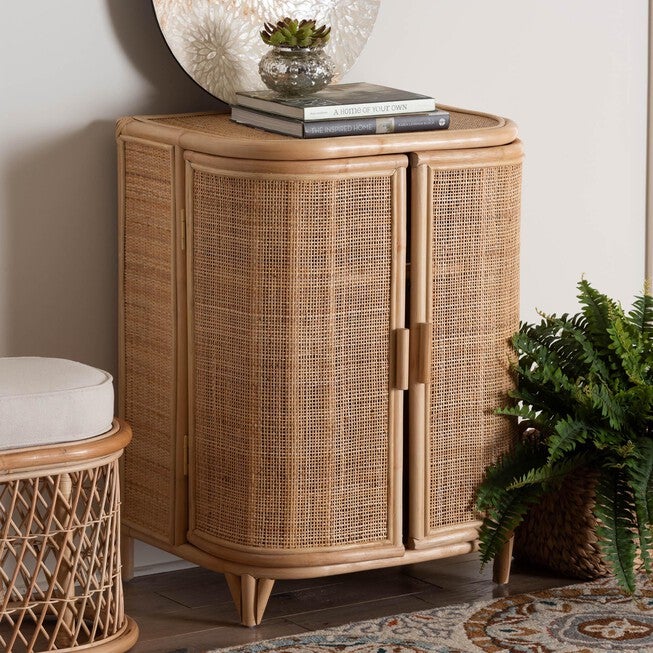 Yanka Bohemian Natural Rattan Storage Cabinet, , alternate image number null