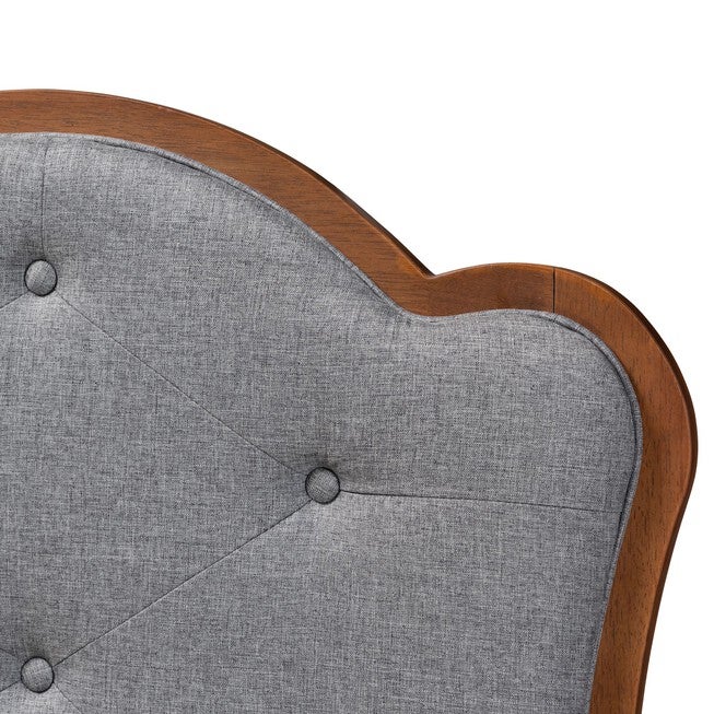 Leandra Classic And Traditional Grey Fabric And Walnut Brown Finished Wood Queen Size Headboard, , alternate image number 2