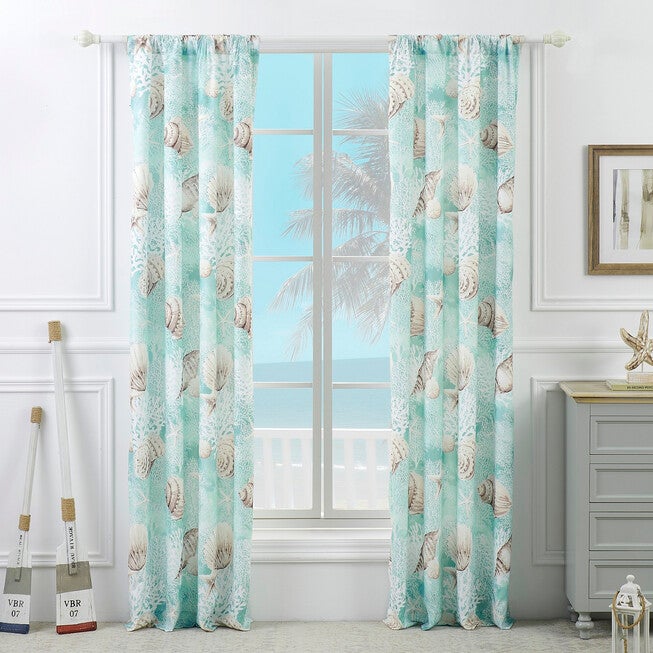 Ocean Turquoise Curtain Panel Pair, TURQUOISE, hi-res image number 0
