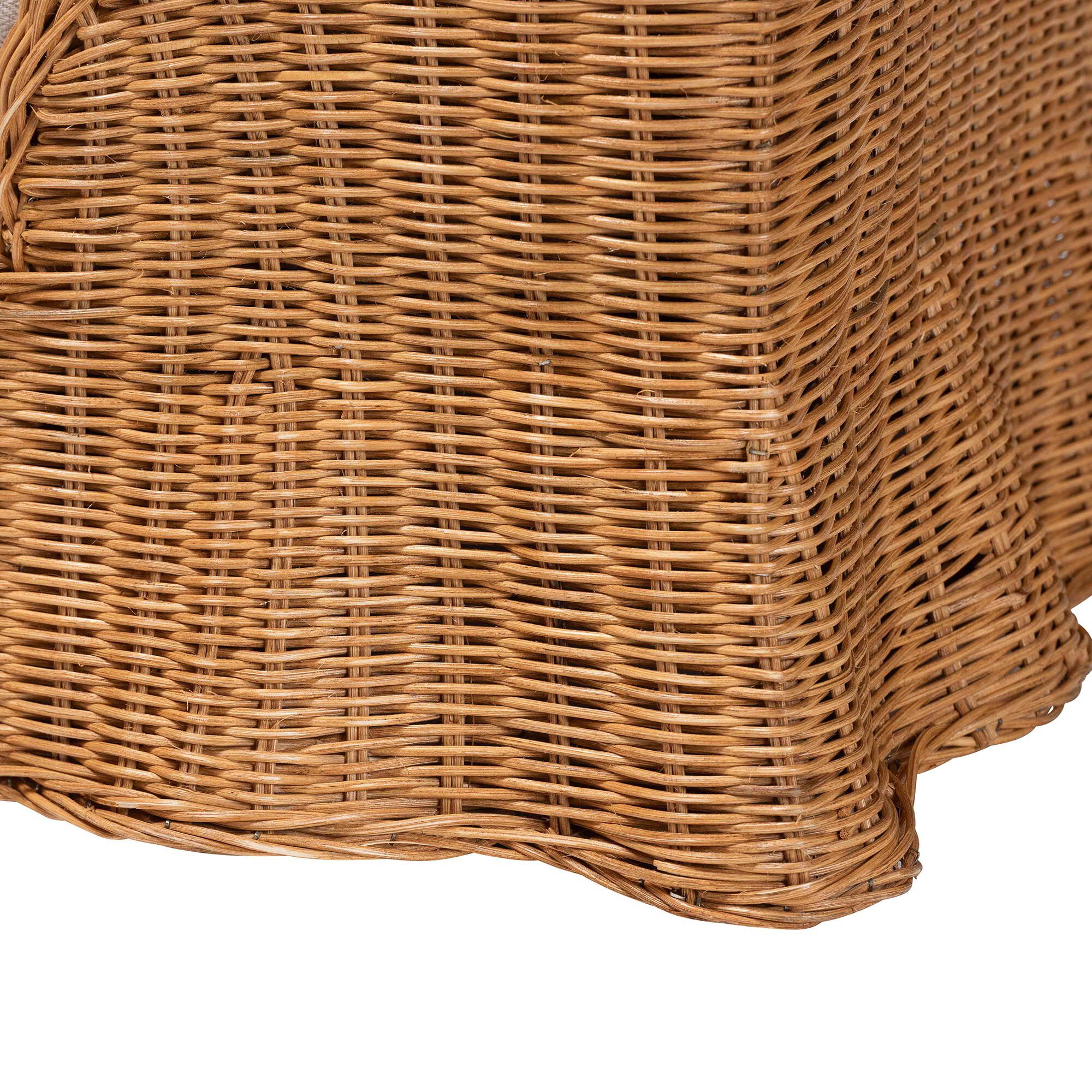 Belita Natural Rattan Pet Bed with Scalloped Base, 27.6 inches, HONEY, alternate image number 5