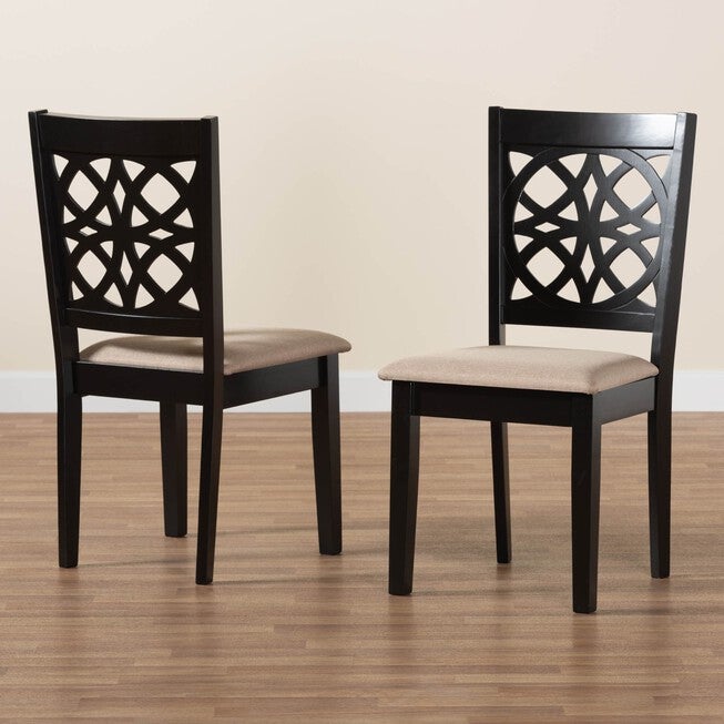 Abigail Modern Beige Fabric And Dark Brown Finished Wood 2-Piece Dining Chair Set, , alternate image number null