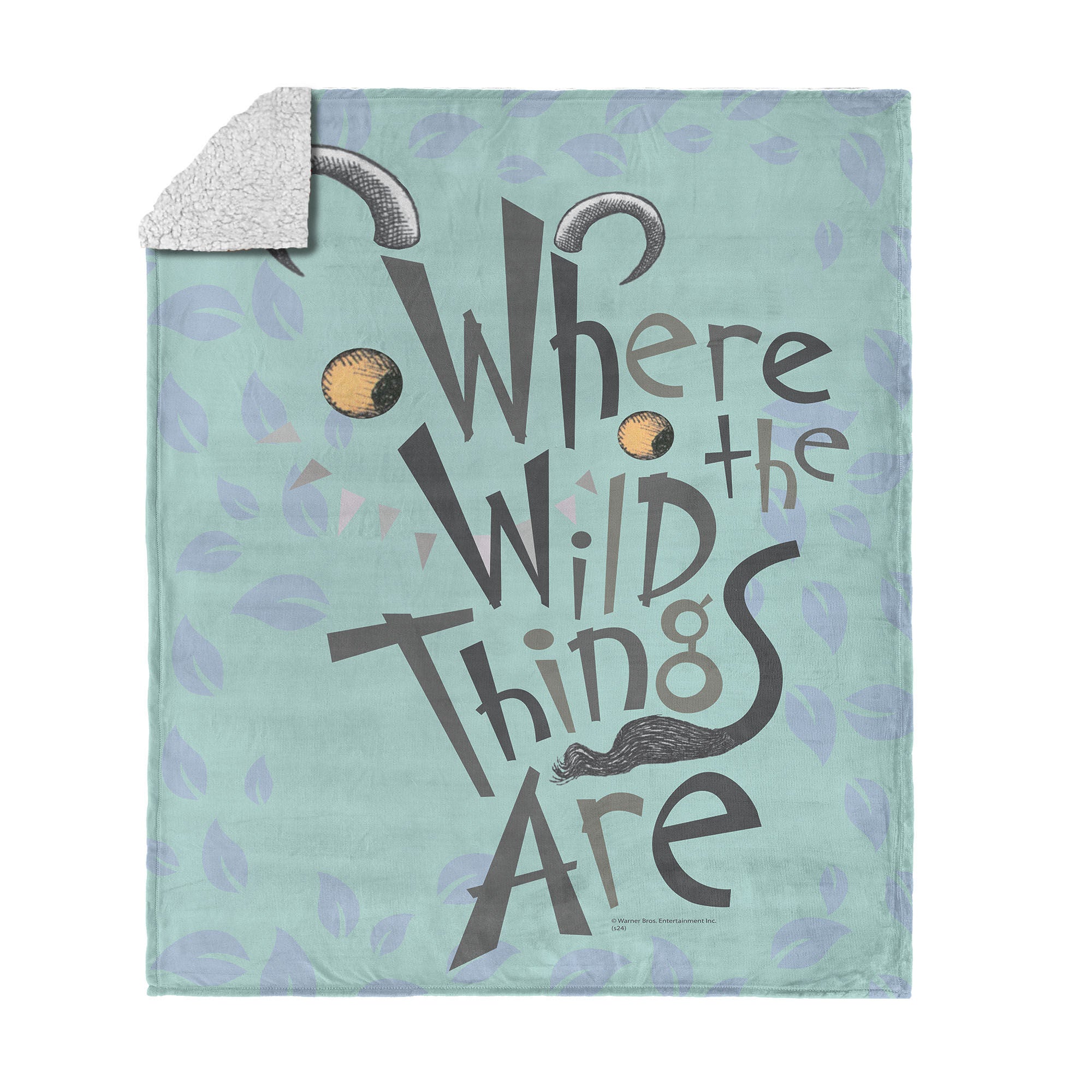 Warner Bros. Where the Wild Things Are In the Leaves Silk Touch Sherpa Throw Blanket 50x60 Inches, BLUE, hi-res image number 0