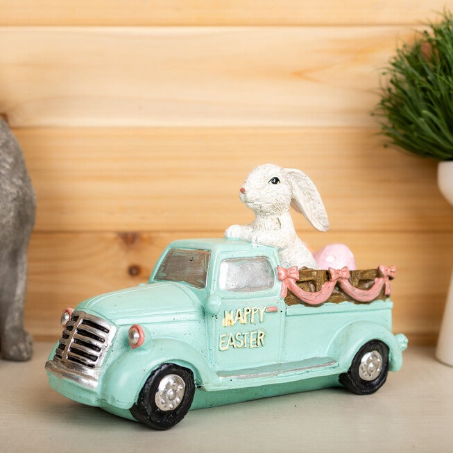 Easter Bunny in Car Figurine 9.5 inchesL, BLUE, alternate image number 1