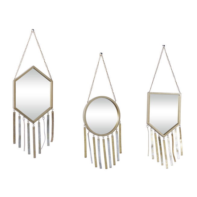 Set Of 3 Gold Metal Farmhouse Wall Mirror, , alternate image number 3