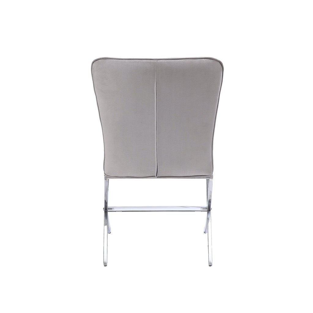 Gray chair with metal legs, back view