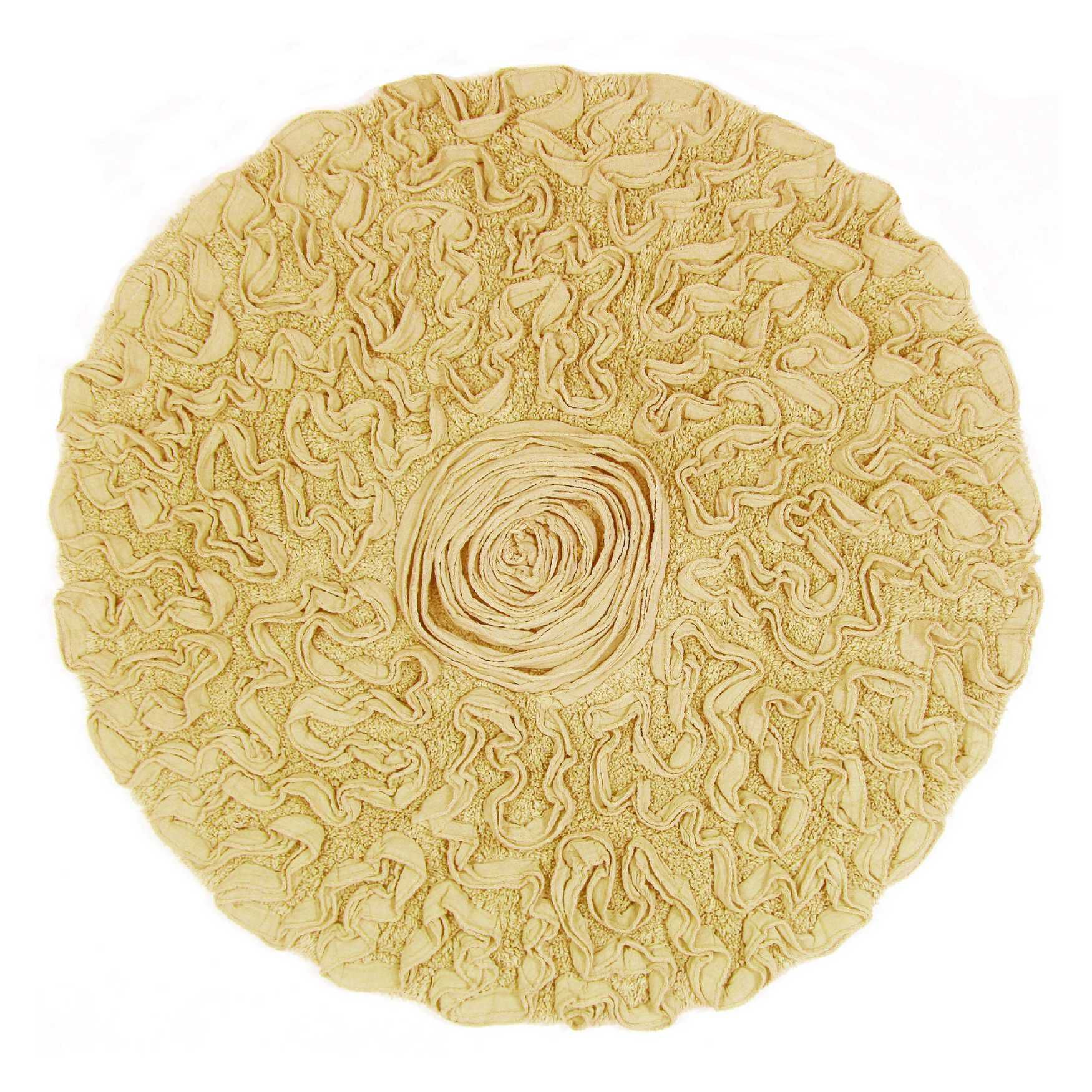 Bell Flower Round Bath Rug Collection, YELLOW, hi-res image number 0
