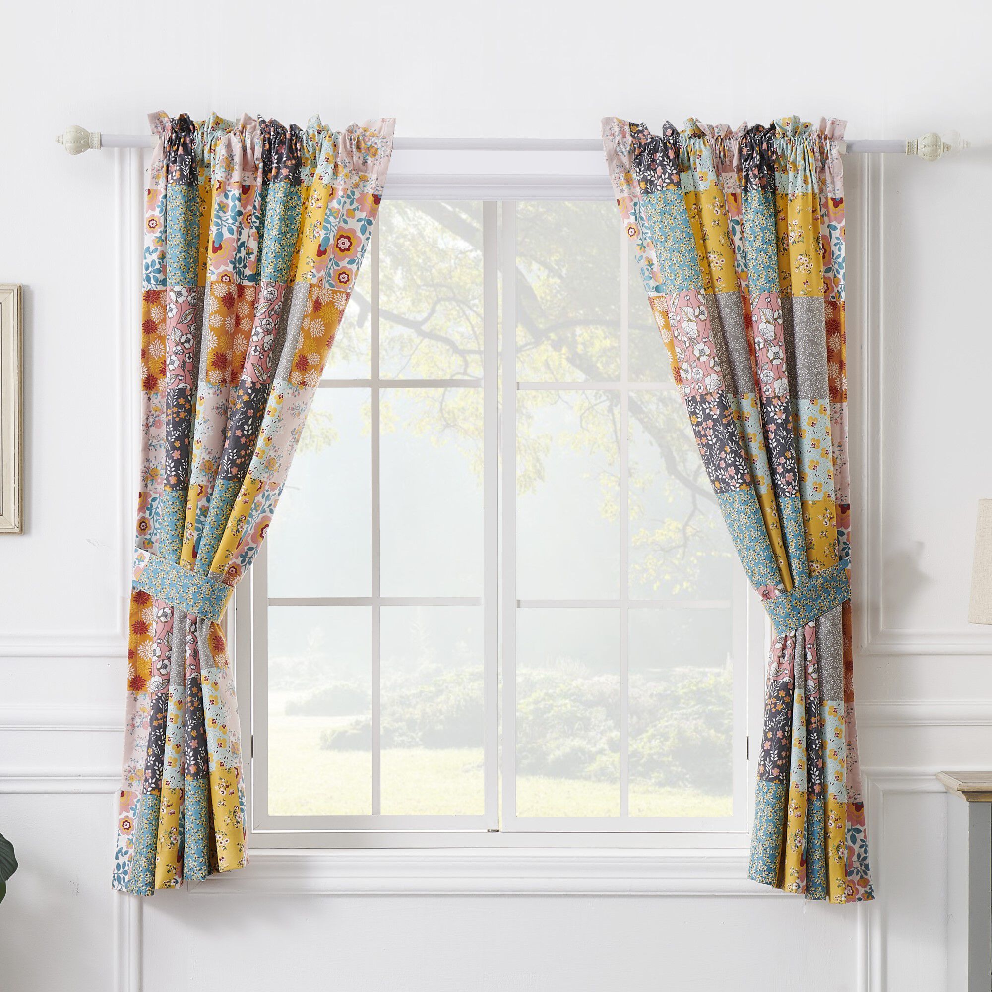 Carlie Window Curtain Panels, Set of 2, CALICO PATCHES, alternate image number 3