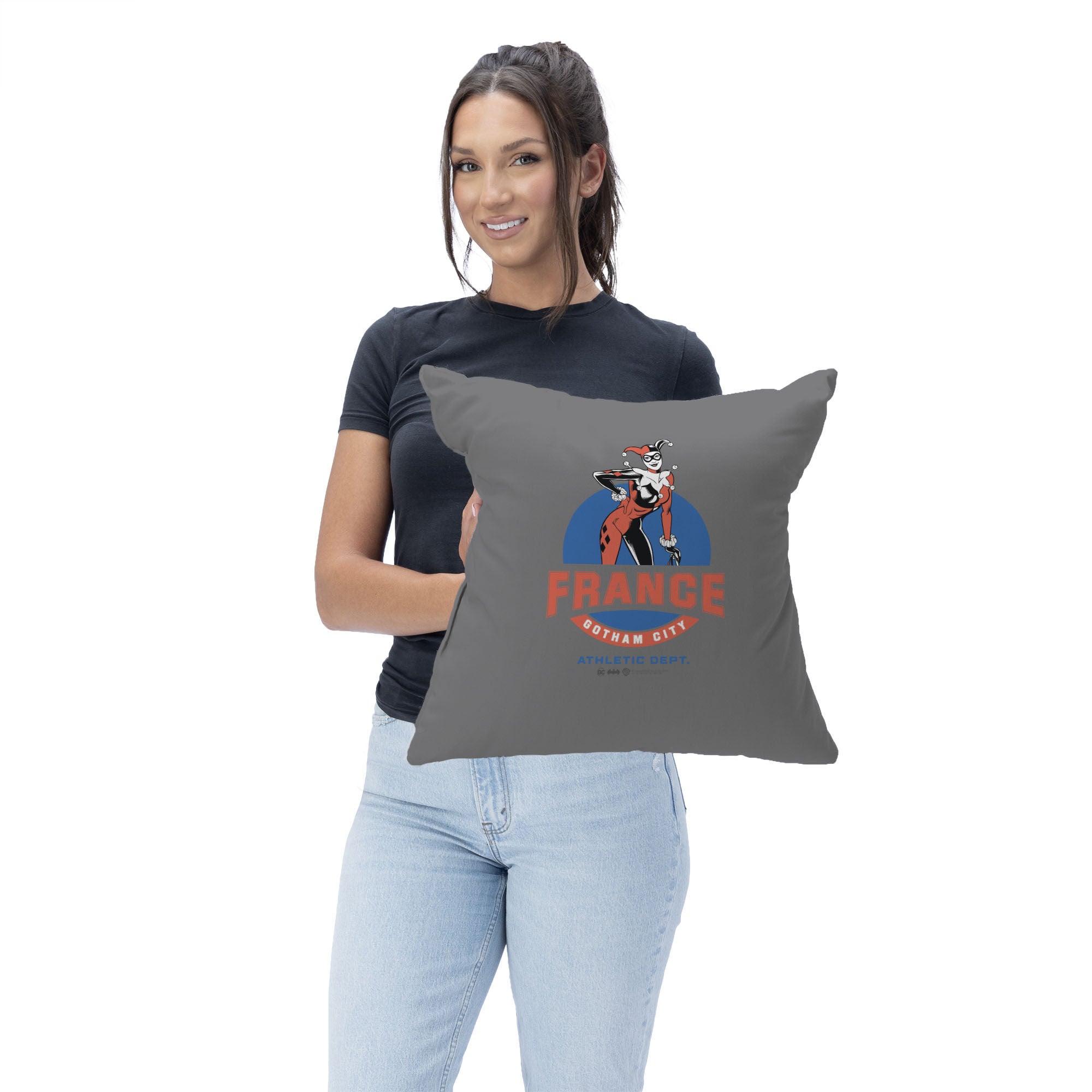Warner Bros. DC Gotham Athletic Dept. Throw Pillow 18X18 Inches, GRAY, on-hover image number 1
