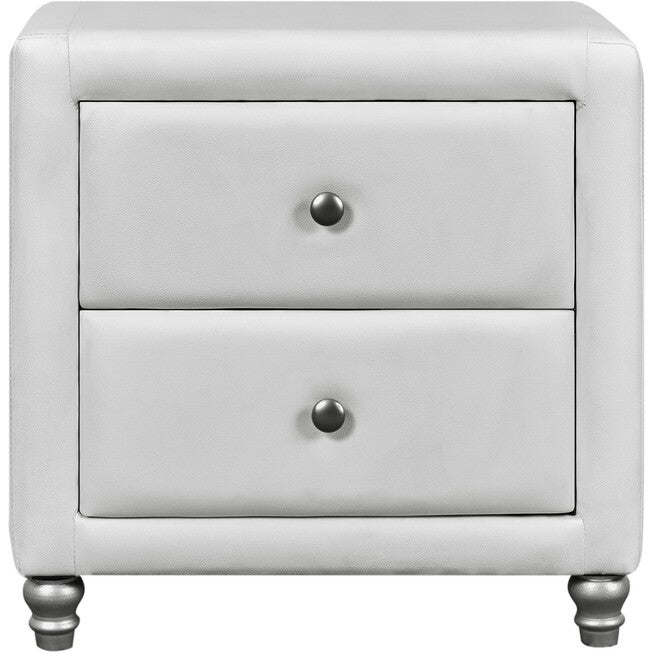Carlton Platform Bed, King, White with 2 Nightstands, WHITE, alternate image number null