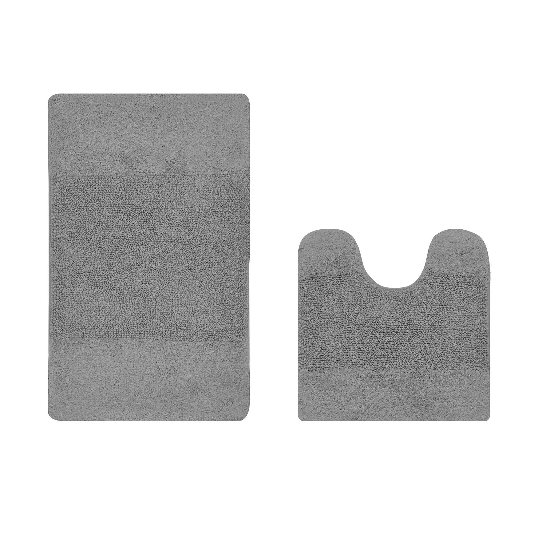 Granada Collection 100% Cotton 2 Piece (20 inches X 20 inches | 21 inches X 34 inches) Bath Rug Set, GRAY, hi-res image number 0
