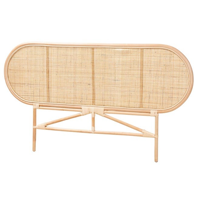 Reegan Modern Bohemian Natural Brown Rattan Queen Size Standalone Headboard, NATURAL BROWN RATTAN, hi-res image number 0