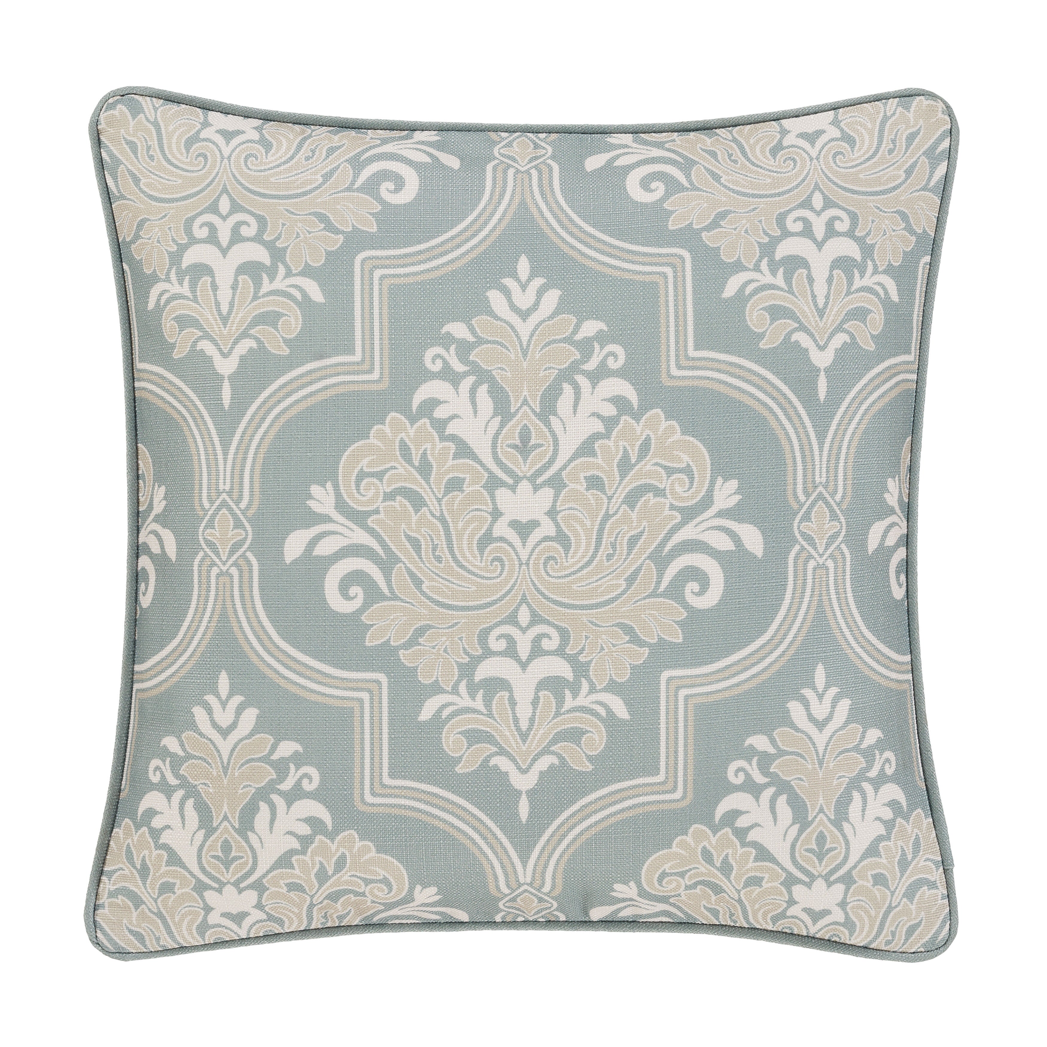 TRANQUILITY 20 inches SQUARE DECORATIVE THROW PILLOW, AQUA, hi-res image number 0