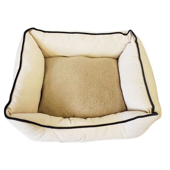 Cream Lounger Pet Dog Bed with Sherpa fleece, CREAM, hi-res image number null