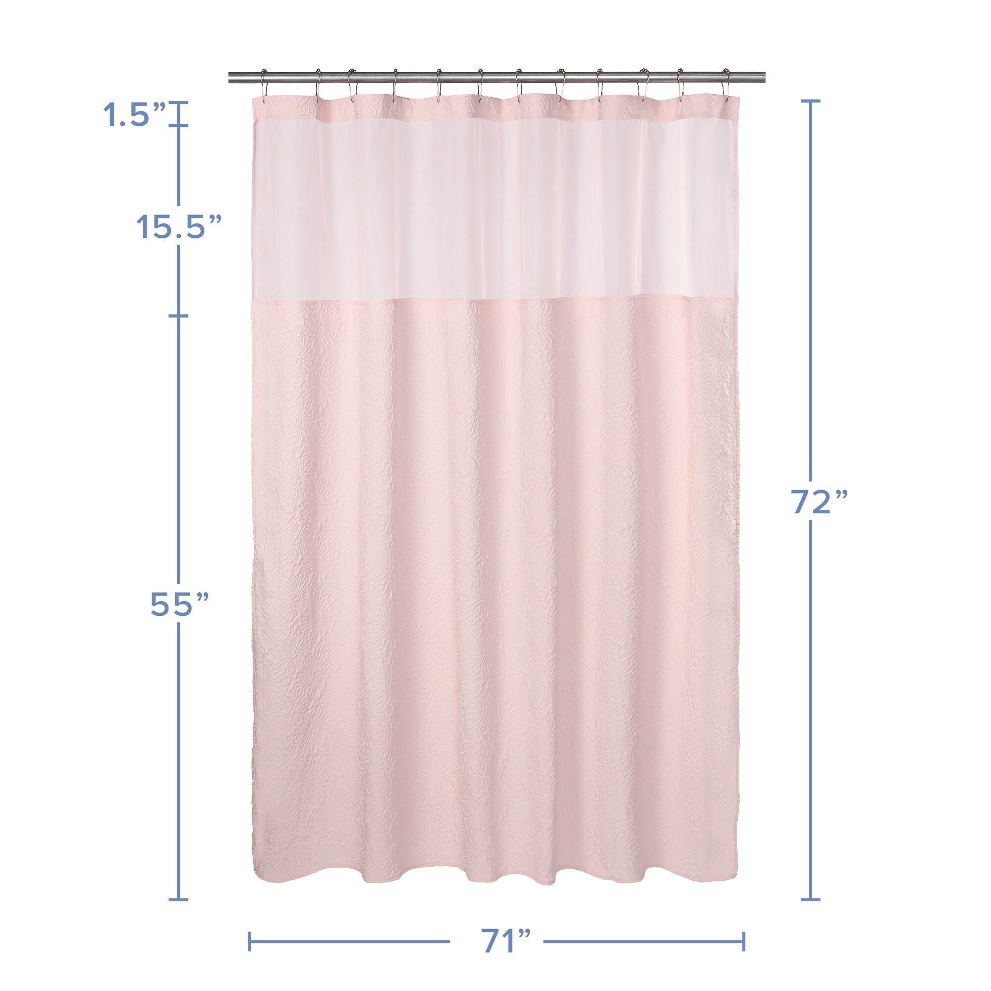 Starburst Crinkle Shower Curtain with Snap-in Liner, Hooks Included, BLUSH, alternate image number 6