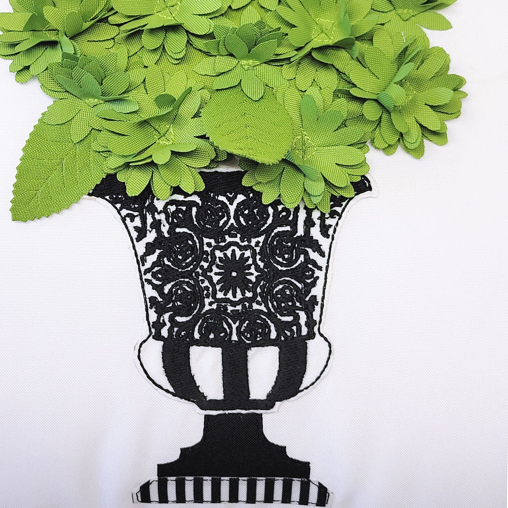 Indoor/Outdoor Dimensional Topiary Lumbar W Crewel Embroidered Pots Decorative Throw Pillow 13X25, Leaf Multi, , alternate image number 6