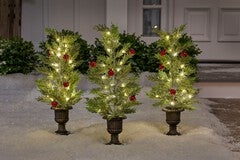 Pre-Lit Pathway Urn Tree, Set of 3