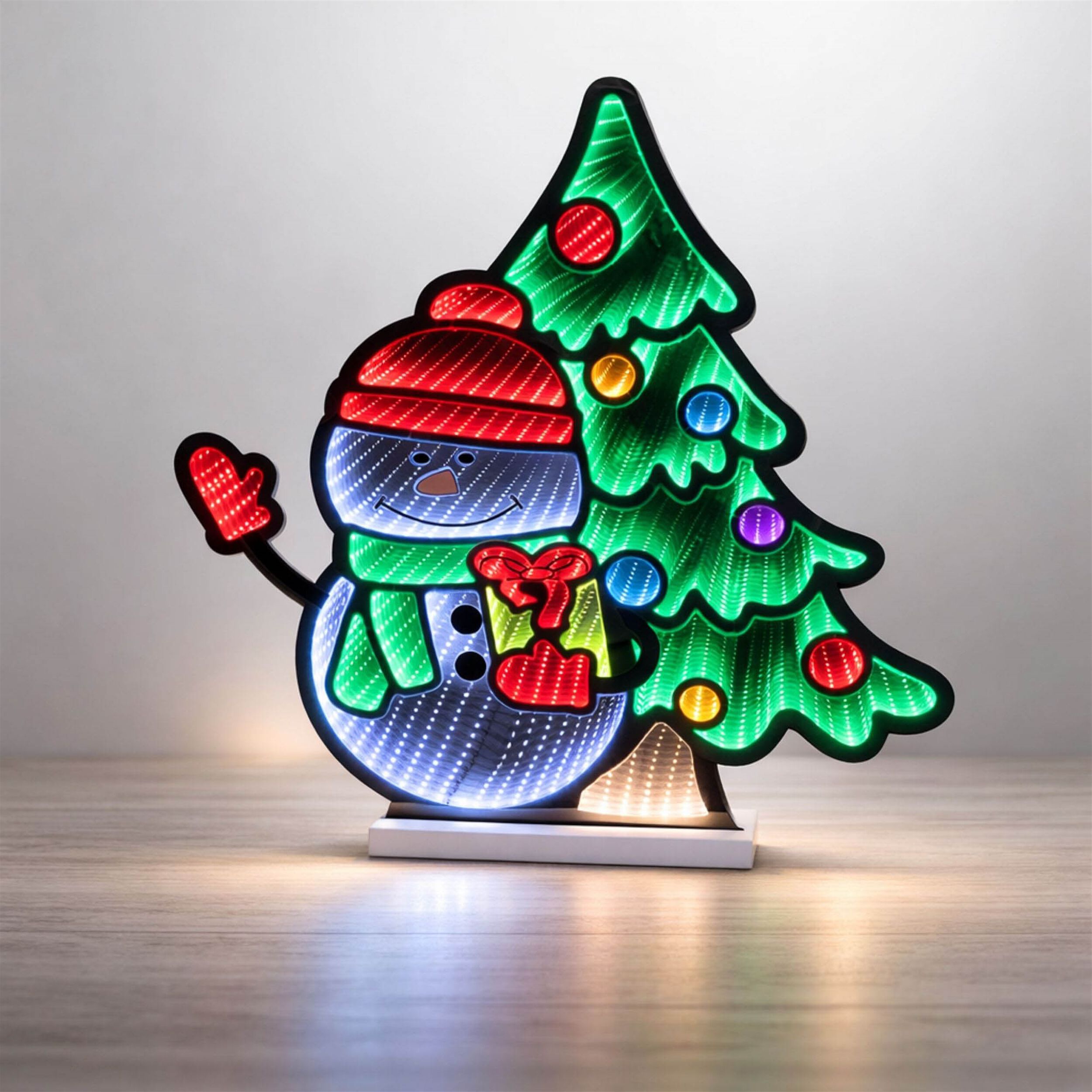 Snowman with Christmas Tree Ekkolight 27 inchesH, MULTICOLOR, alternate image number 2