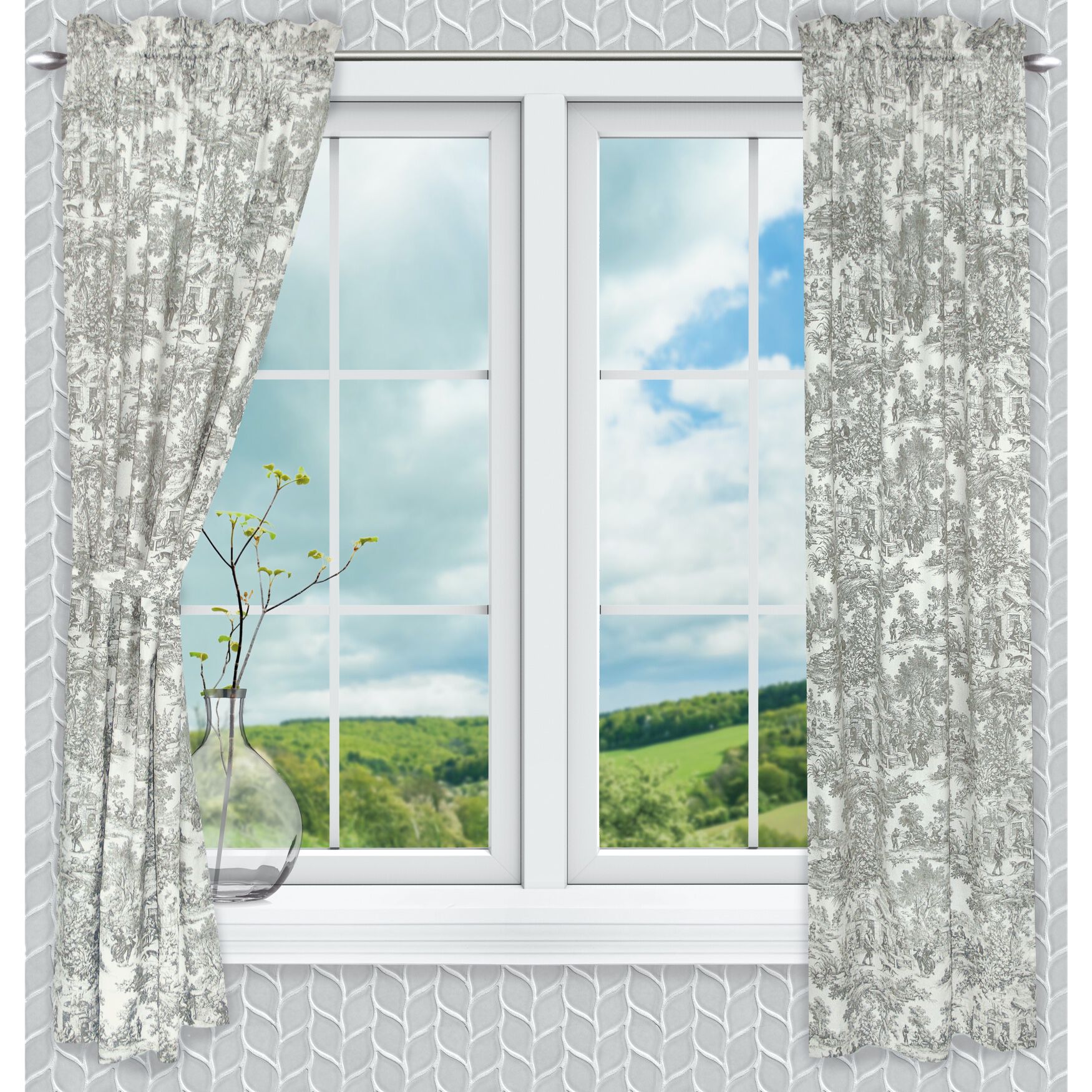 Victoria Park Long Length Tailored Pair With Tiebacks, GREY, hi-res image number 0