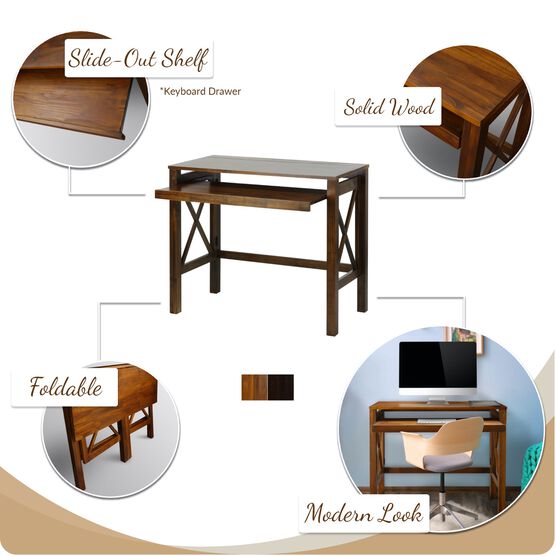 Montego Folding Desk with Pull-Out-Warm Brown, , alternate image number null