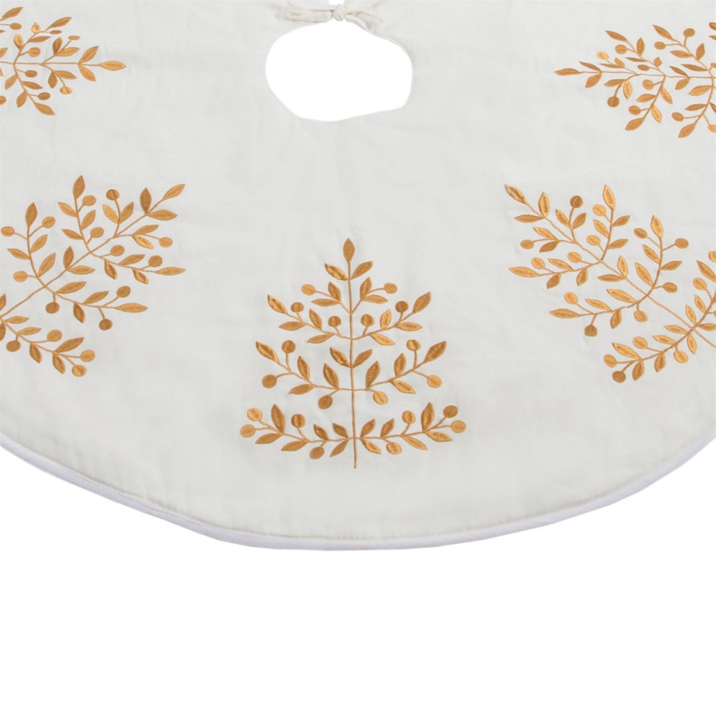 Metallic Leaf Christmas Tree Skirt 48 inchesD, WHITE GOLD, alternate image number 3
