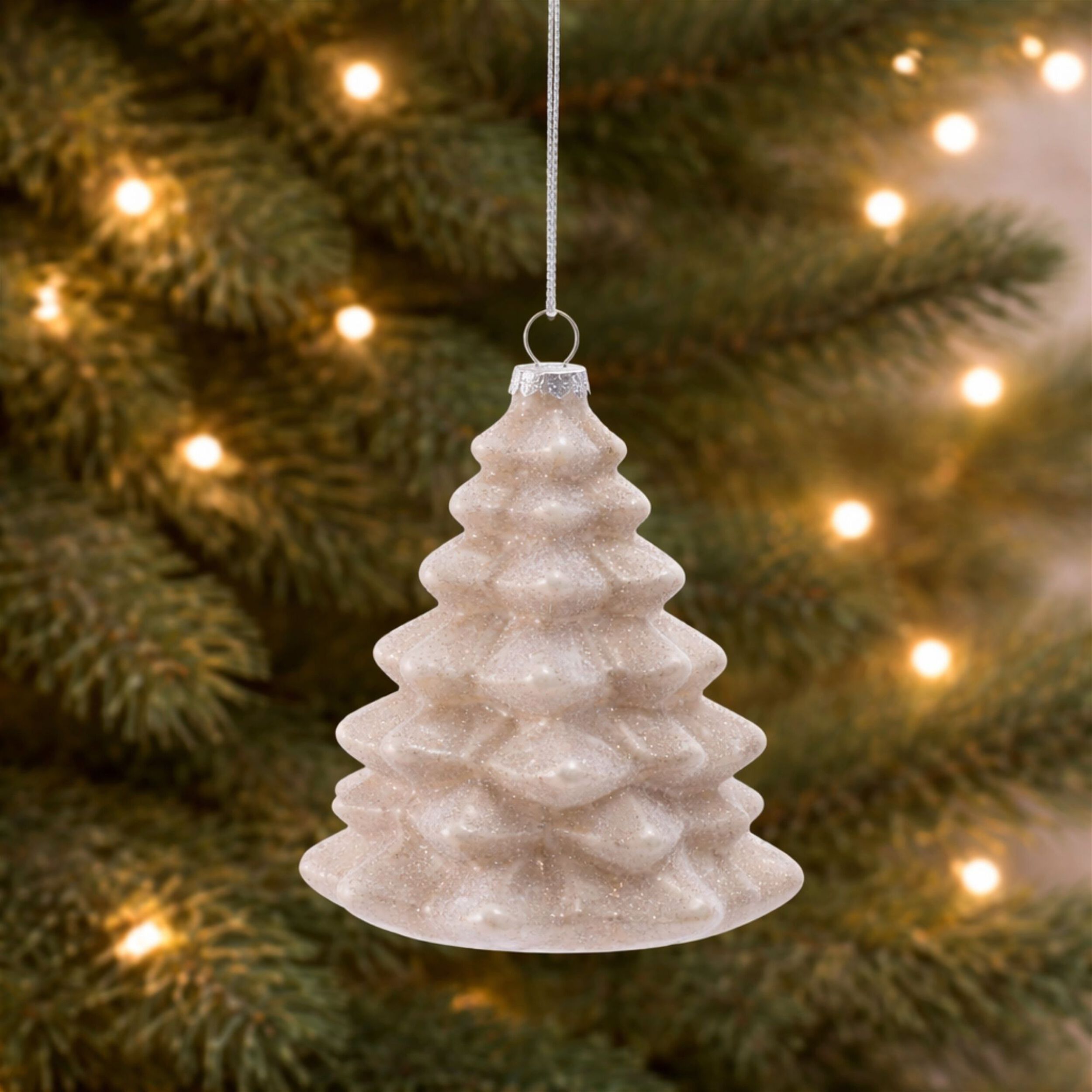 Glass Tree Ornaments (Set of 6), CREAM, alternate image number 2