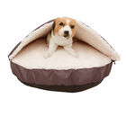 Happycare Tex Durable Oxford to Sherpa Pet Cave and Round Pet Bed, 25", with Removable top and Insert, Coffee, COFFEE, hi-res image number null