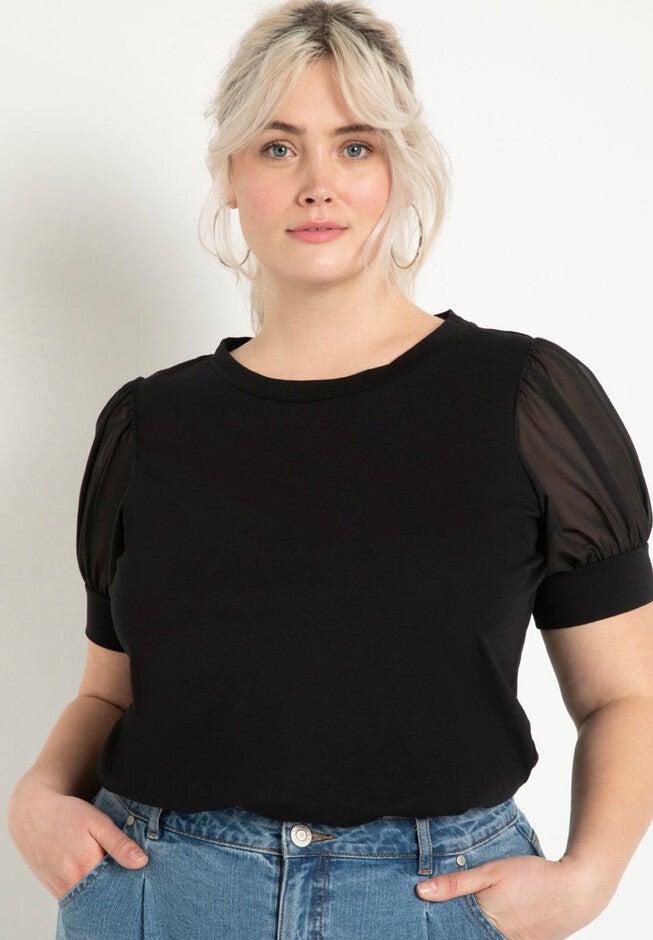 Combo Sleeve Tee, BLACK, hi-res image number null