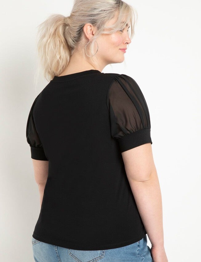 Combo Sleeve Tee, BLACK, on-hover image number null
