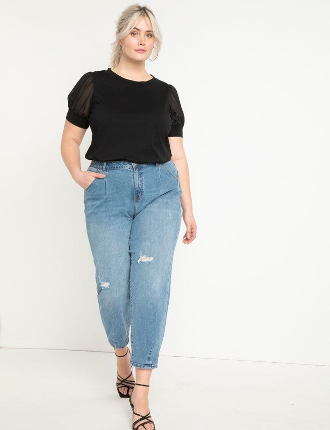 Combo Sleeve Tee, BLACK, alternate image number null