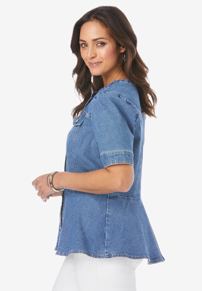 Short Sleeve Denim Jacket, , alternate image number null