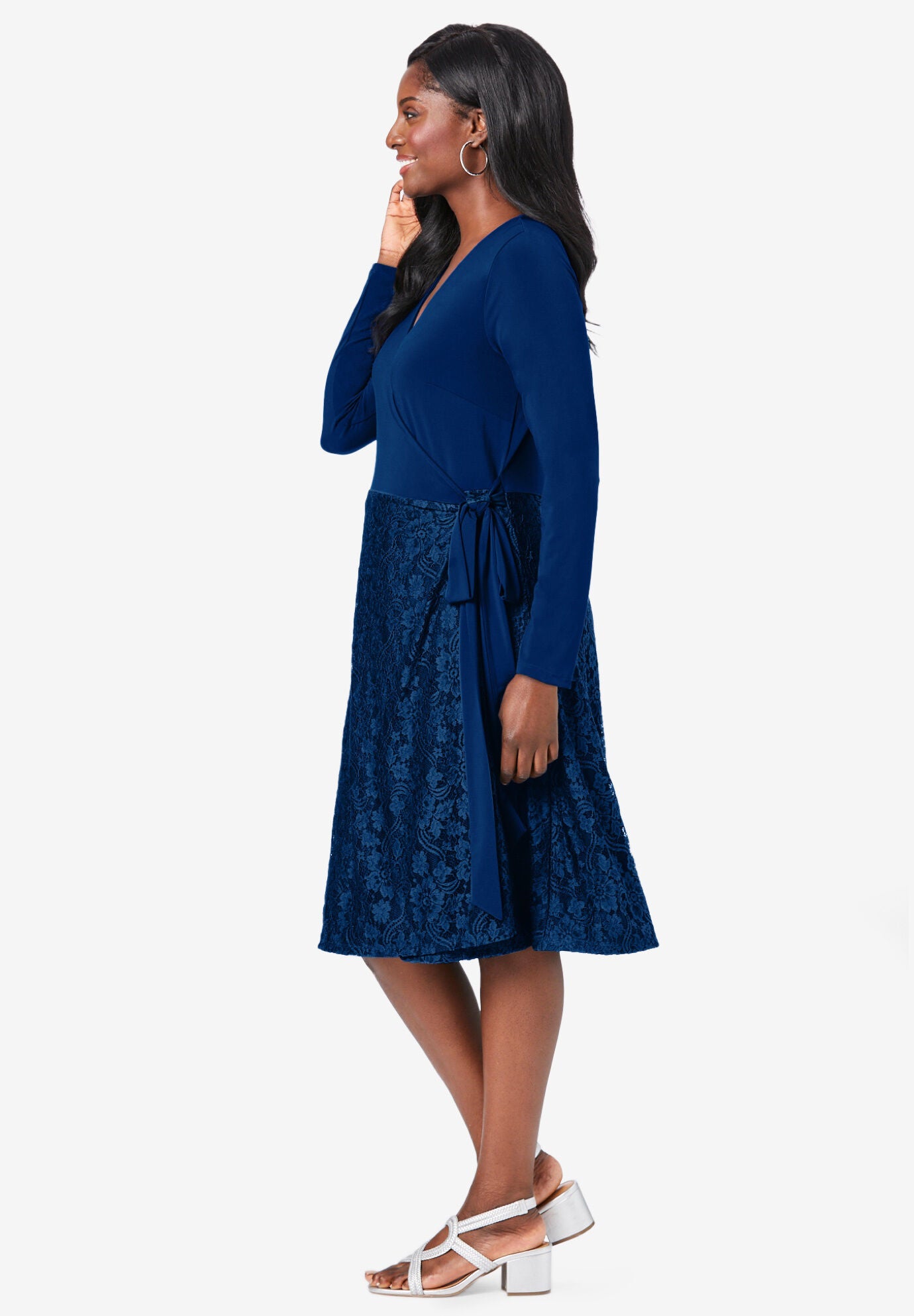 Long Sleeve Wrap Dress, , alternate image number 2