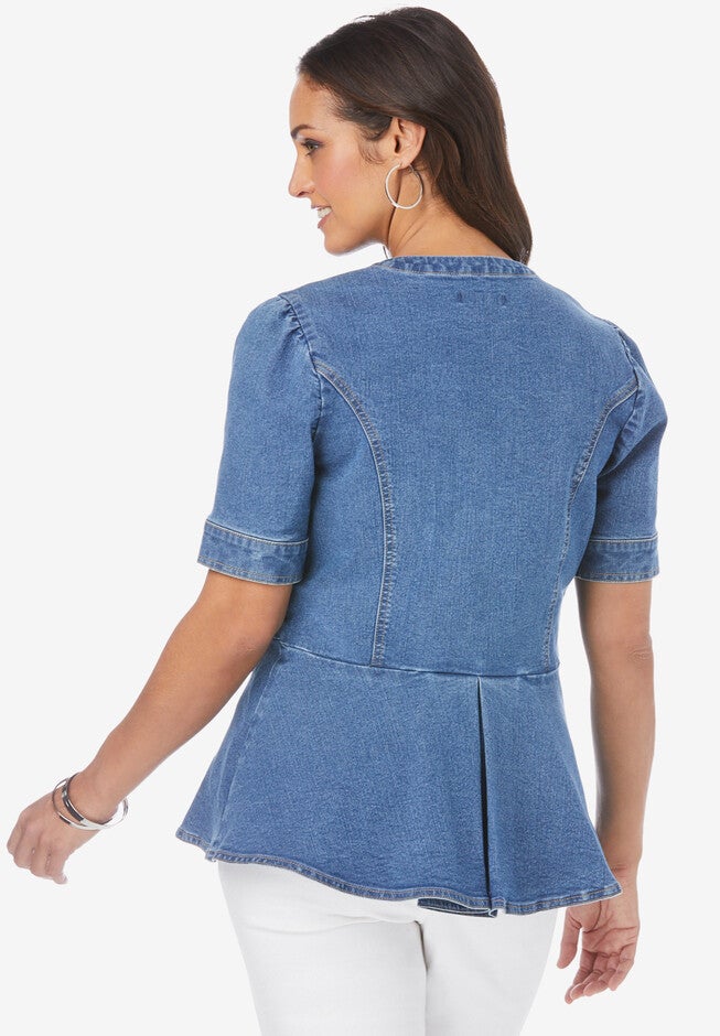 Short Sleeve Denim Jacket, , on-hover image number null