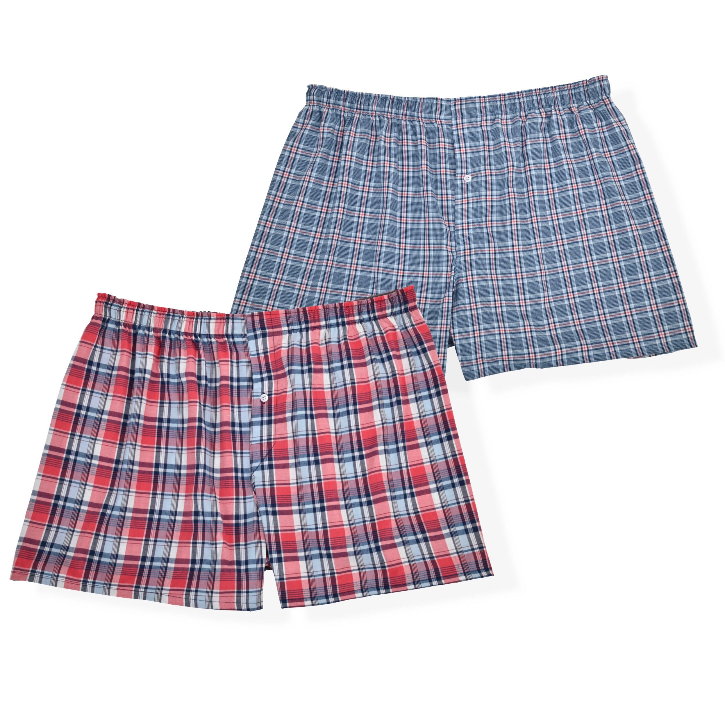 Men's 2-Pack Stretch Woven Boxer, RED BLUE PLAID, hi-res image number 0