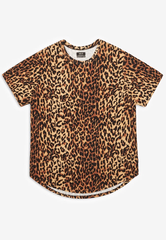 MVP Collections® Animal Print Curved Hem Tee, LEOPARD, hi-res image number 0