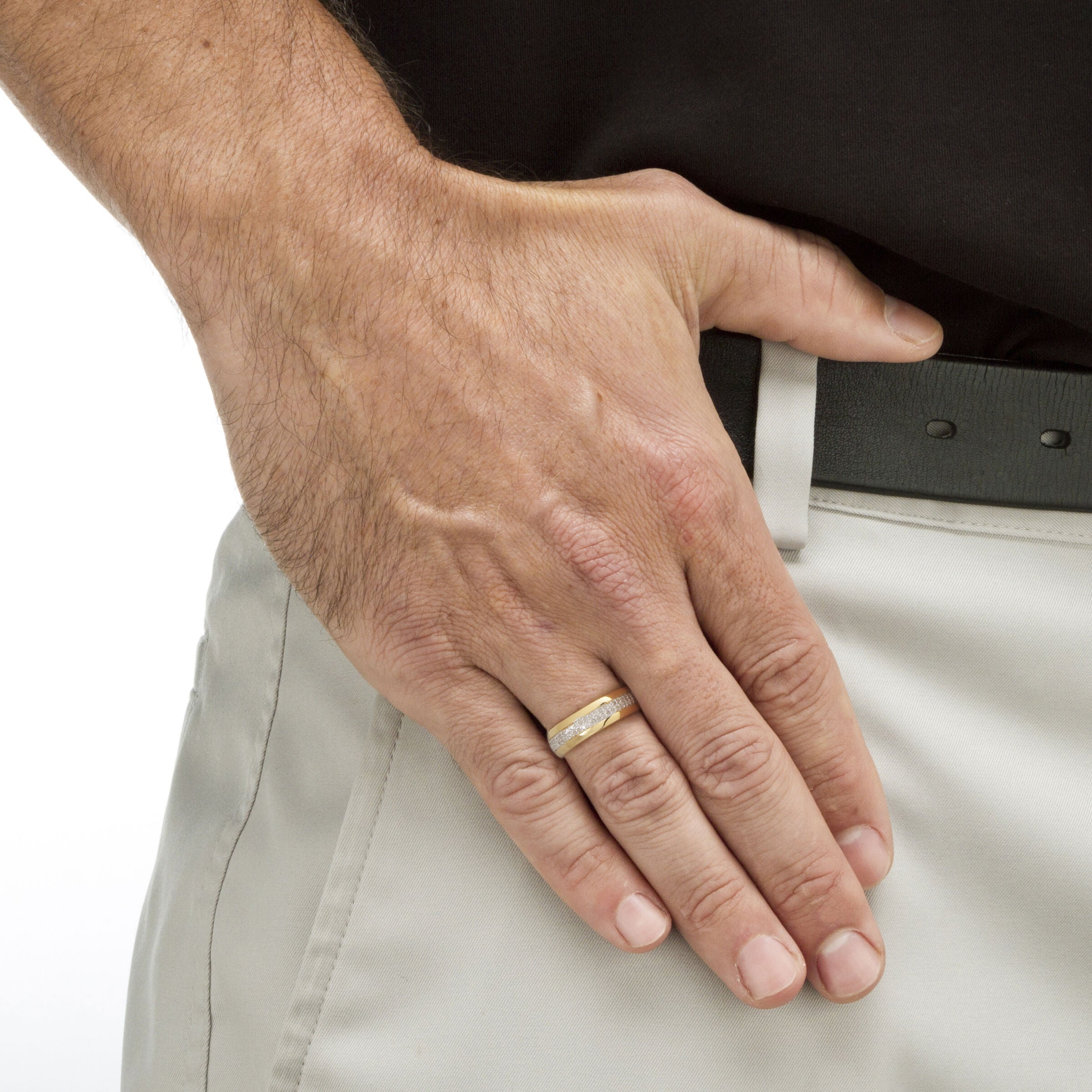 Men&#39;s 1/5 Cttw. Diamond Accent 18k Gold-plated Sterling Silver Wedding Ring, WHITE, alternate image number 3