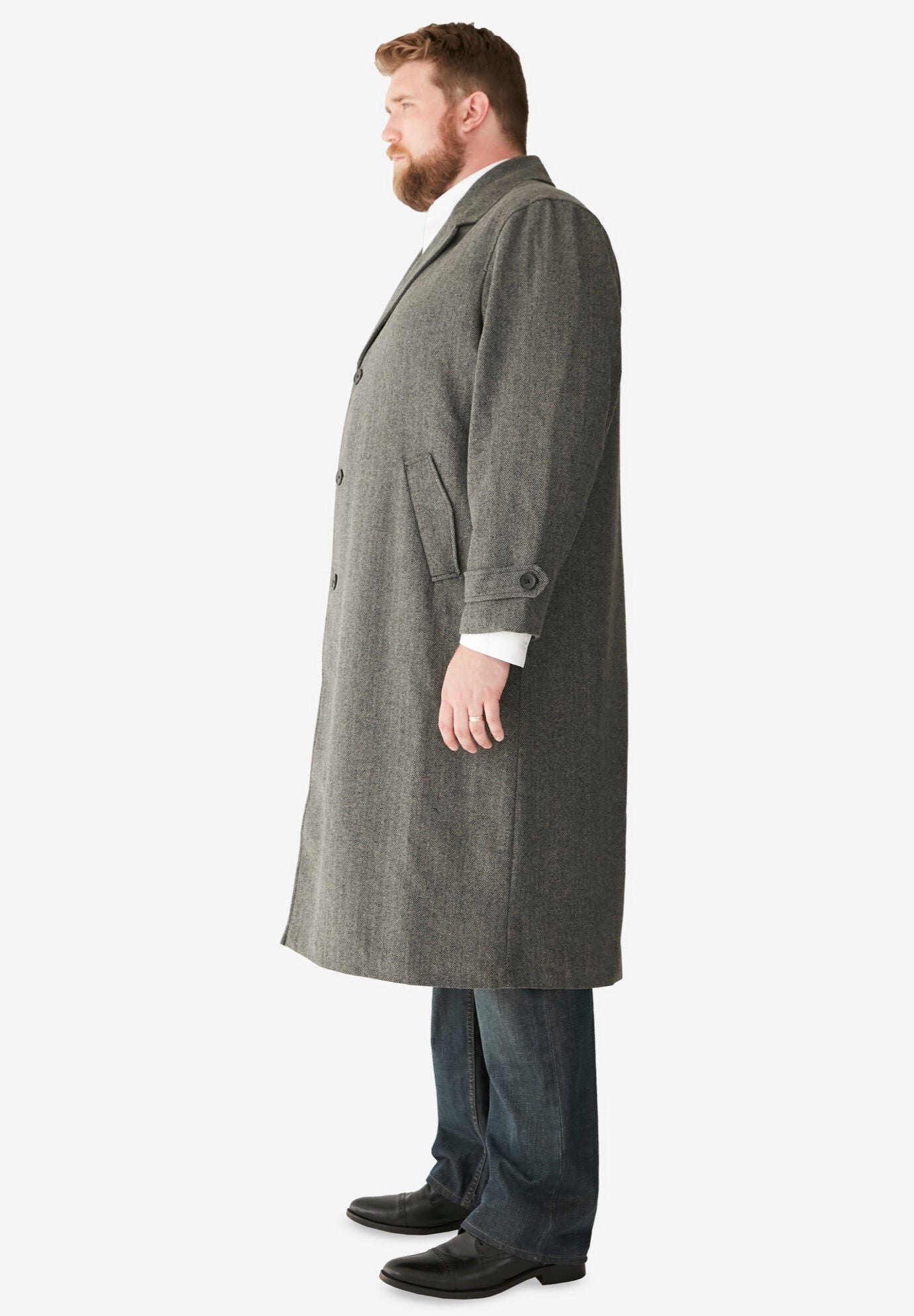Wool Blend Long Overcoat King Size